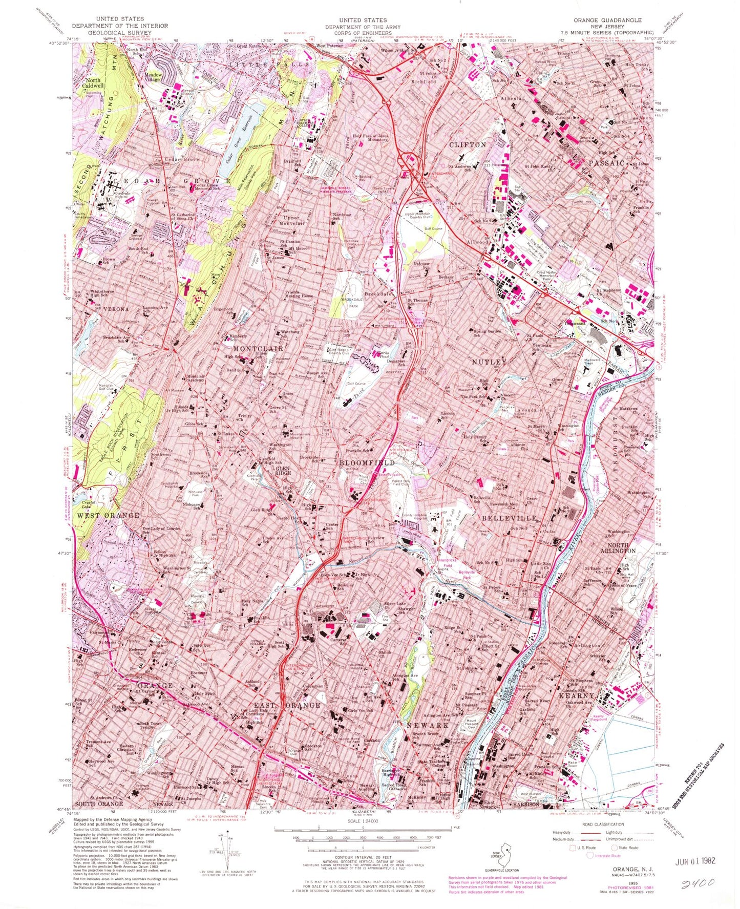 Classic USGS Orange New Jersey 7.5'x7.5' Topo Map Image