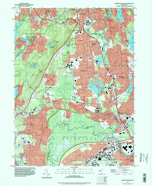 Classic USGS Pompton Plains New Jersey 7.5'x7.5' Topo Map Image