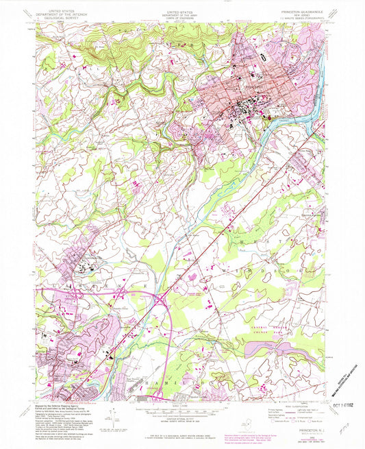 Classic USGS Princeton New Jersey 7.5'x7.5' Topo Map Image