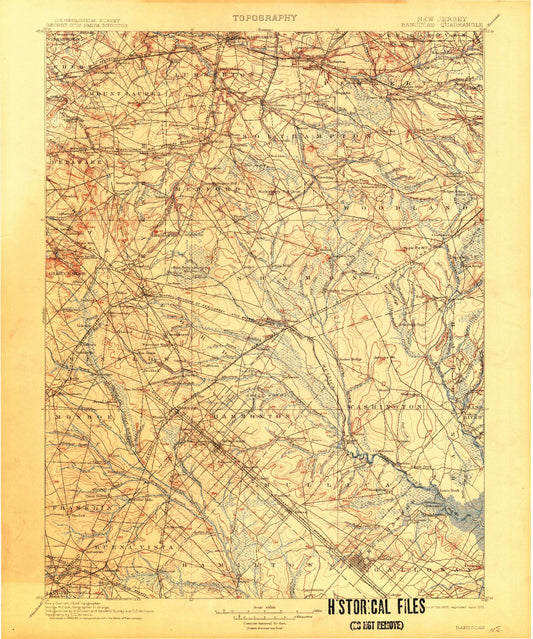 Historic 1900 Hammonton New Jersey 30'x30' Topo Map Image