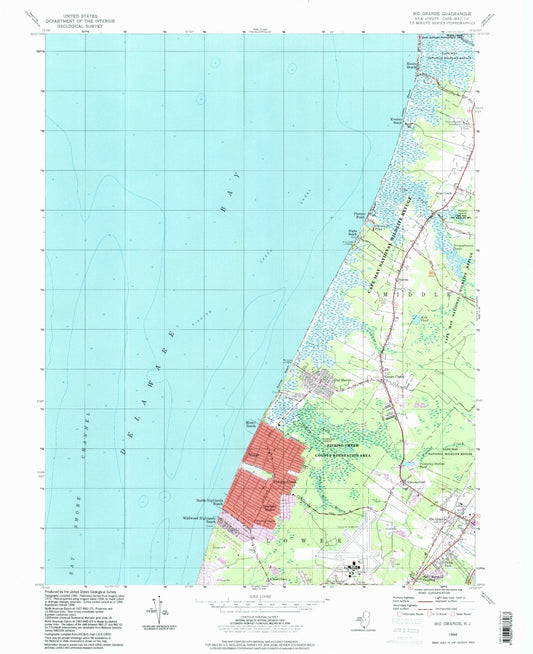 Classic USGS Rio Grande New Jersey 7.5'x7.5' Topo Map Image