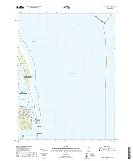 Sandy Hook East New Jersey US Topo Map Image