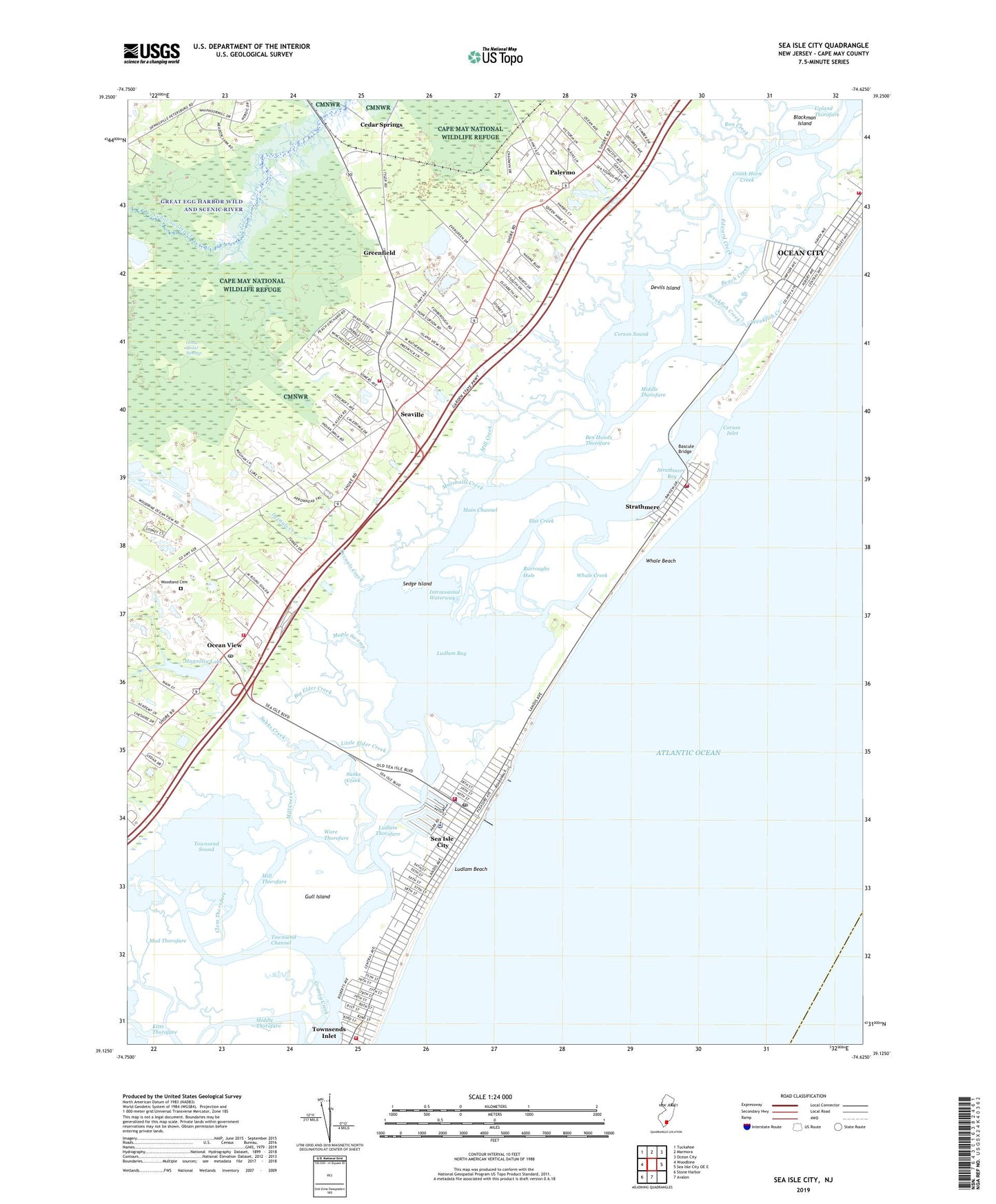 Sea Isle City New Jersey US Topo Map Image