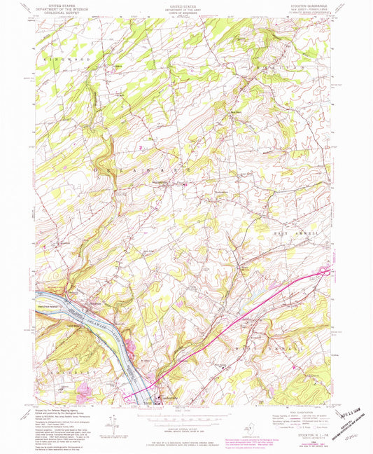 Classic USGS Stockton New Jersey 7.5'x7.5' Topo Map Image