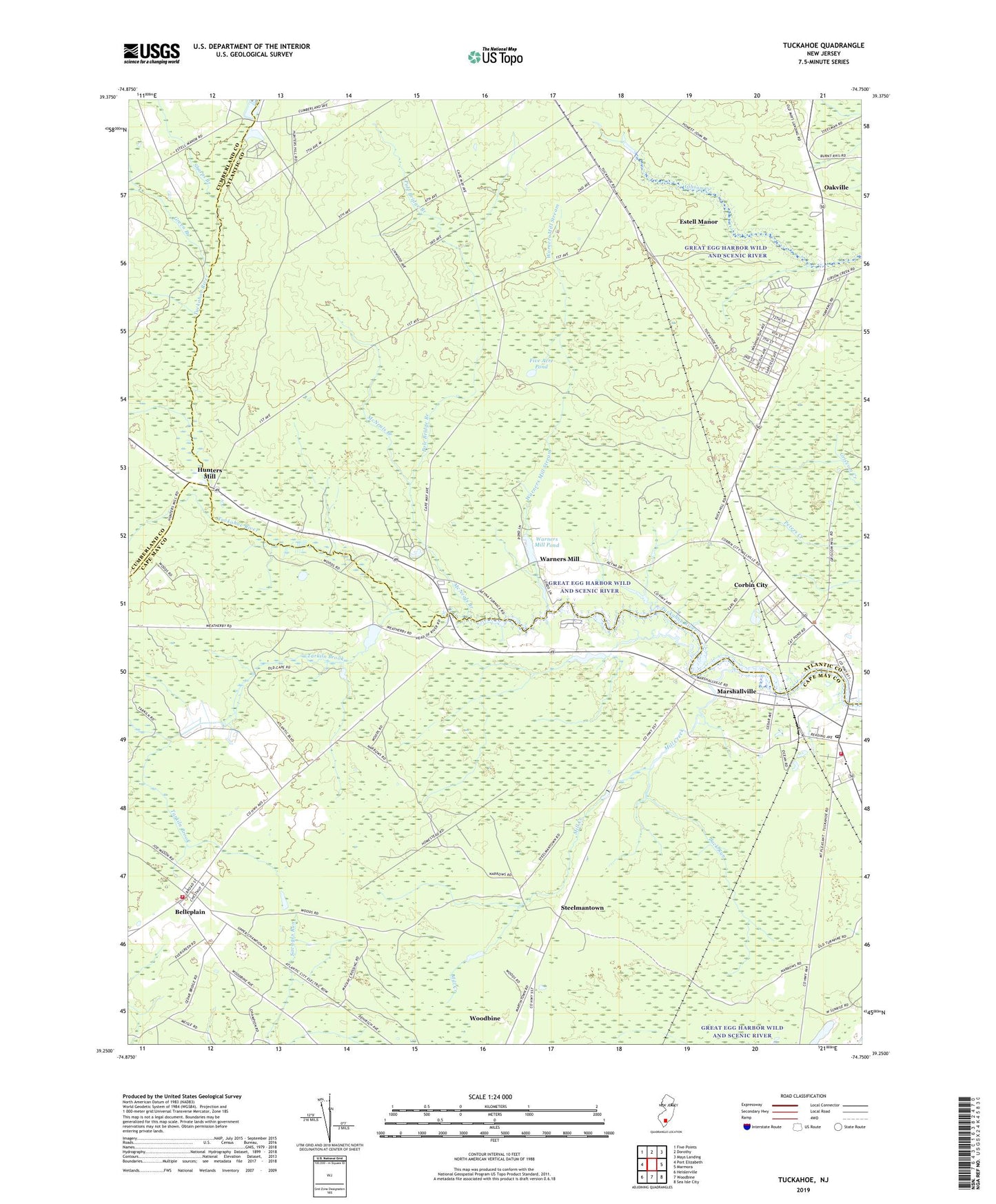 Tuckahoe New Jersey US Topo Map Image
