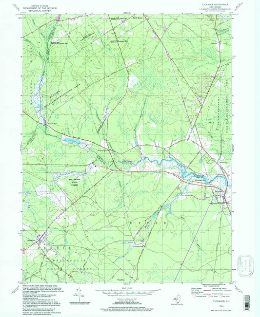 Classic USGS Tuckahoe New Jersey 7.5'x7.5' Topo Map Image