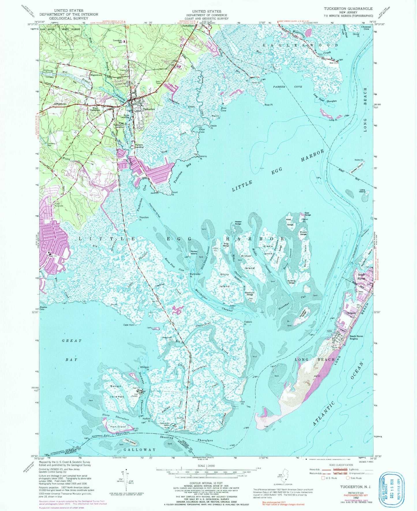 Classic USGS Tuckerton New Jersey 7.5'x7.5' Topo Map Image