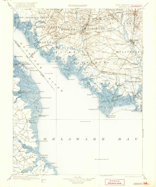 Historic 1899 Vineland New Jersey 30'x30' Topo Map Image
