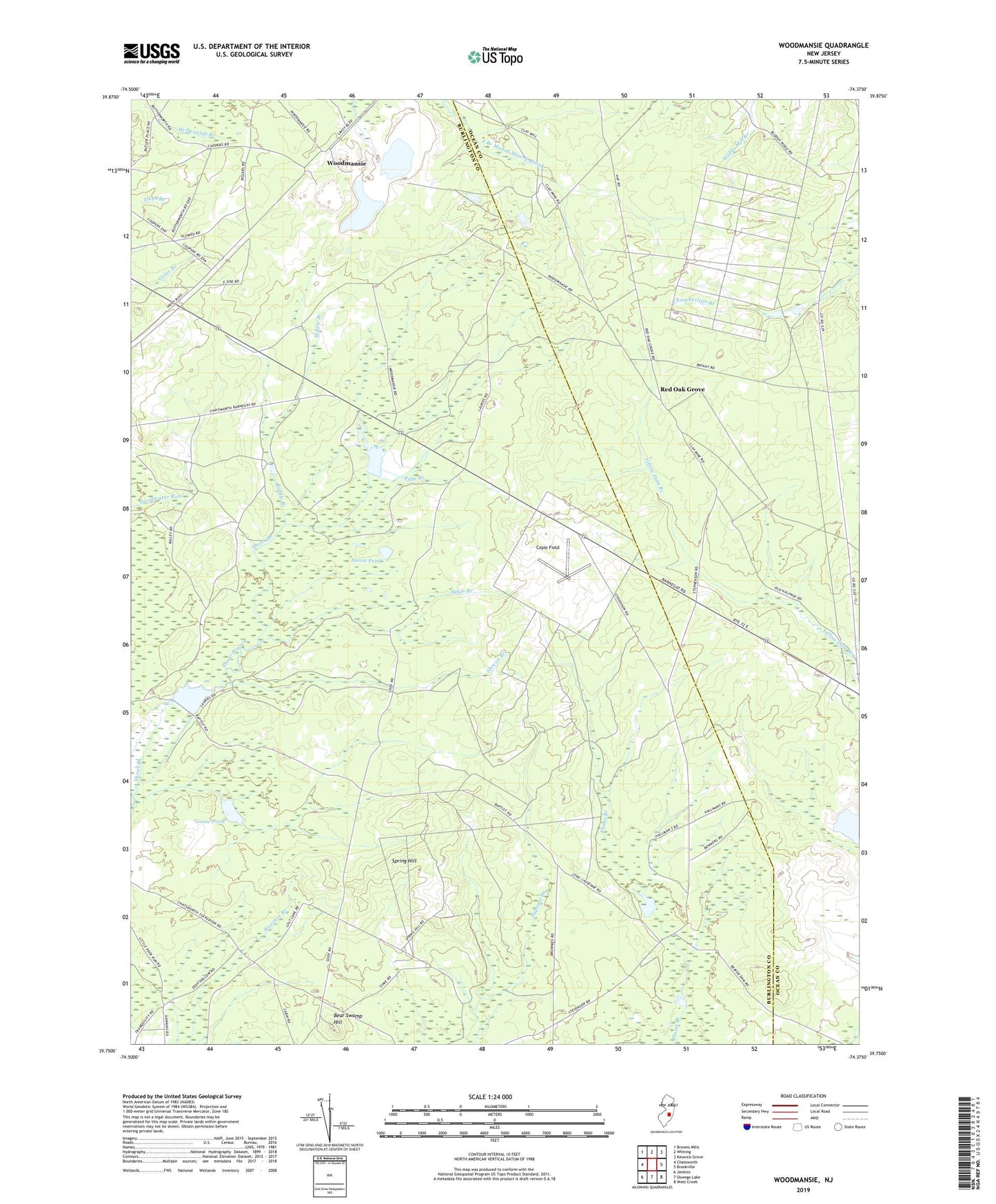 Woodmansie New Jersey US Topo Map Image