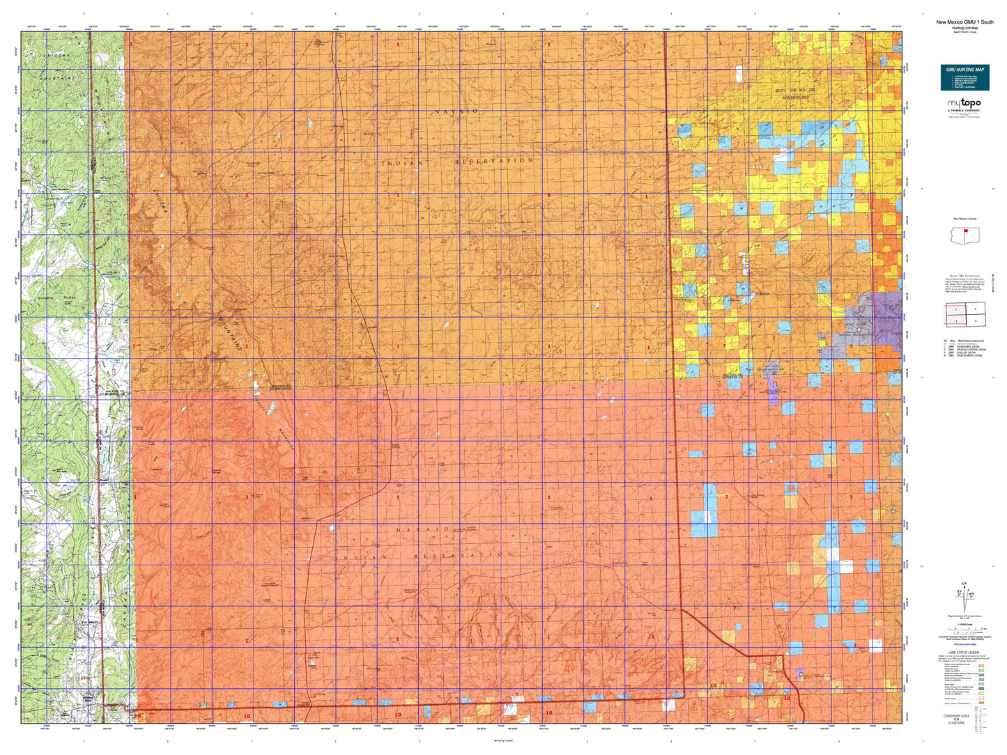 New Mexico GMU 1 South Map Image