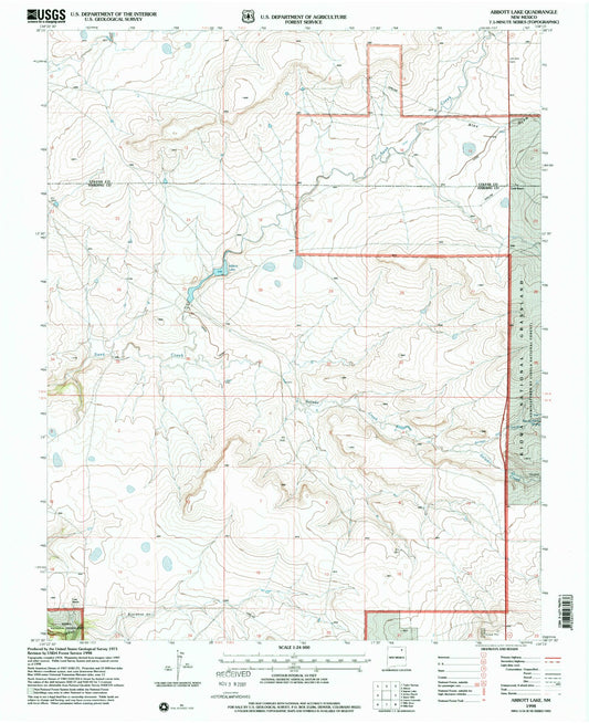 Classic USGS Abbott New Mexico 7.5'x7.5' Topo Map Image