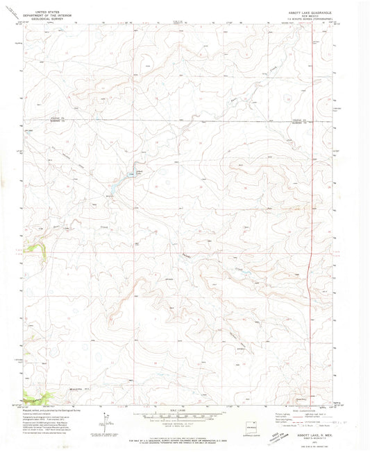 Classic USGS Abbott Lake New Mexico 7.5'x7.5' Topo Map Image