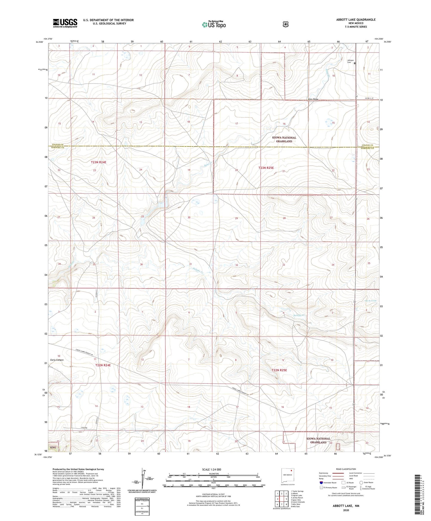 Abbott Lake New Mexico US Topo Map Image