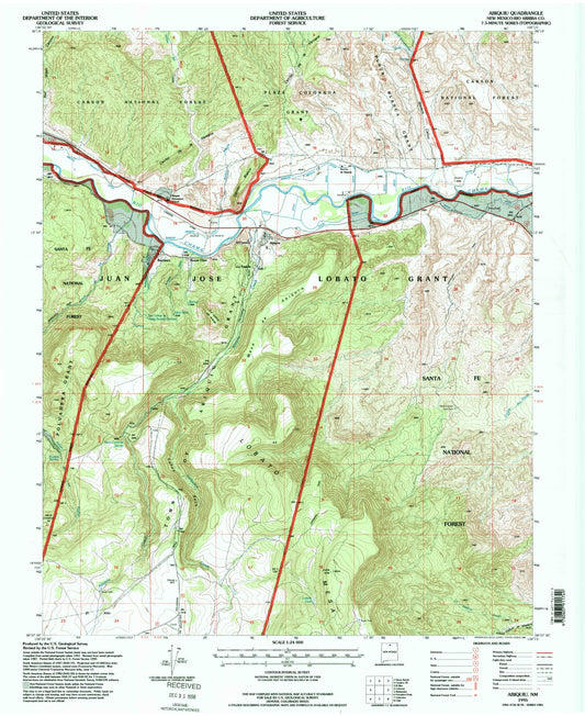 Classic USGS Abiquiu New Mexico 7.5'x7.5' Topo Map Image