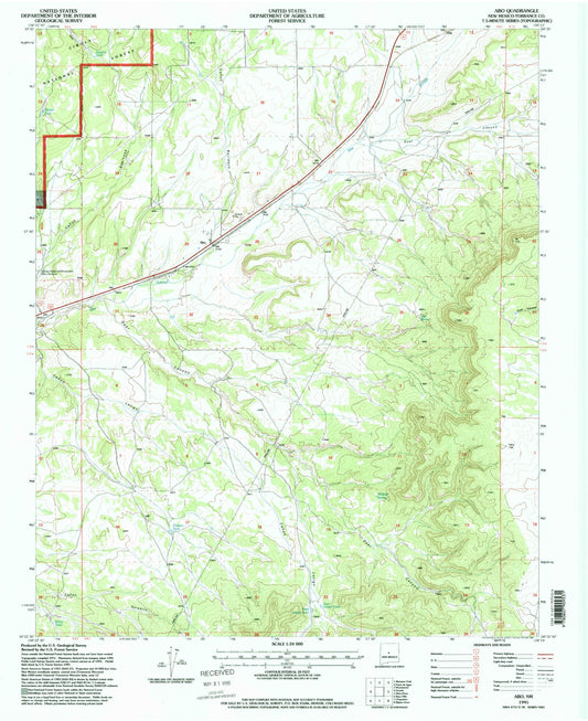 Classic USGS Abo New Mexico 7.5'x7.5' Topo Map Image