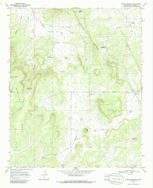 Classic USGS Adams Diggings New Mexico 7.5'x7.5' Topo Map Image