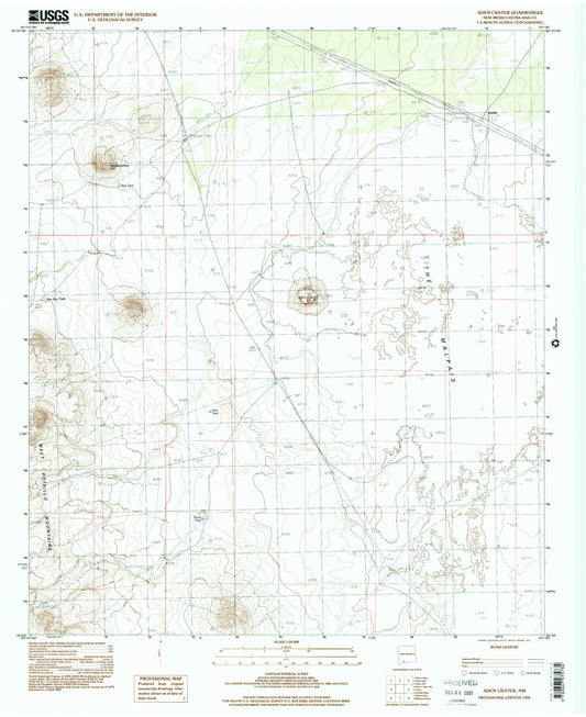 Classic USGS Aden Crater New Mexico 7.5'x7.5' Topo Map Image