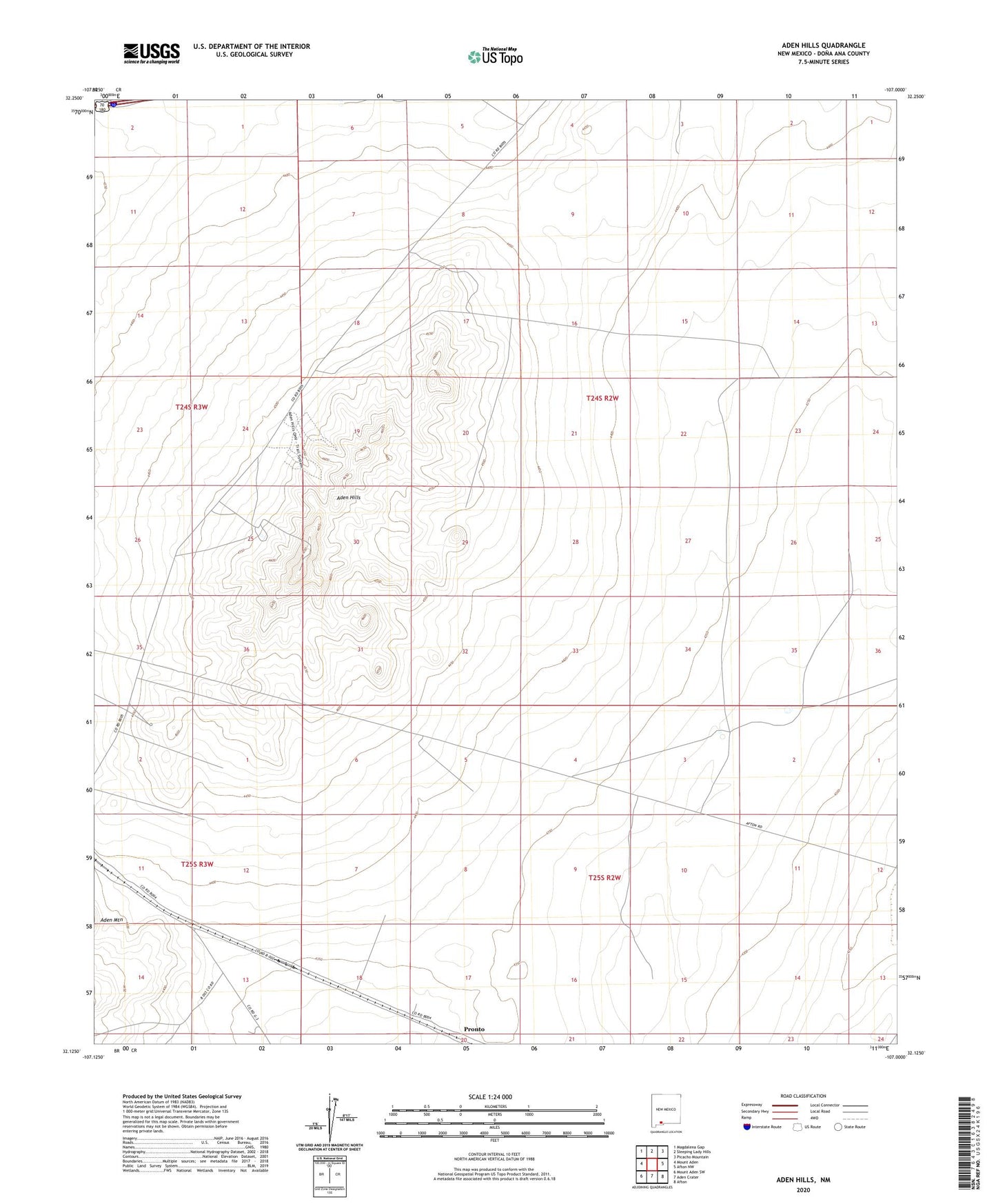 Aden Hills New Mexico US Topo Map Image
