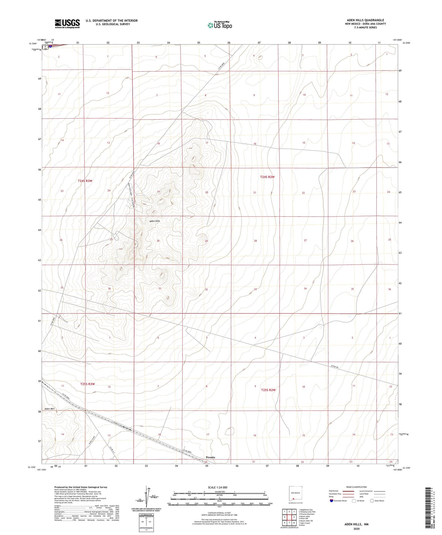 Aden Hills New Mexico US Topo Map Image