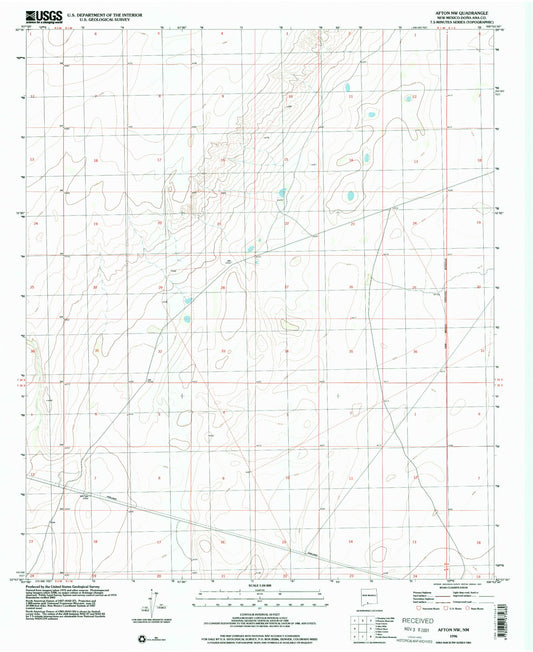 Classic USGS Afton NW New Mexico 7.5'x7.5' Topo Map Image