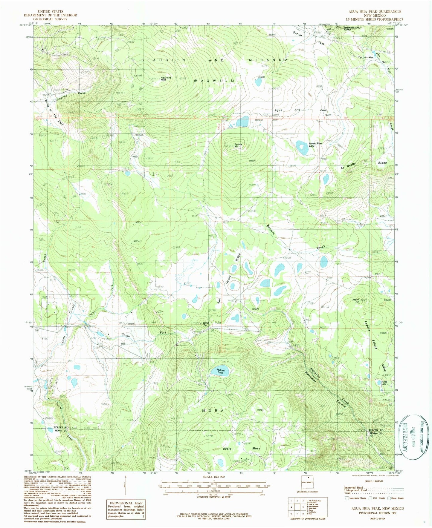 Classic USGS Agua Fria Peak New Mexico 7.5'x7.5' Topo Map Image