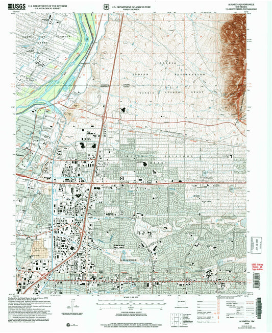 Classic USGS Alameda New Mexico 7.5'x7.5' Topo Map Image