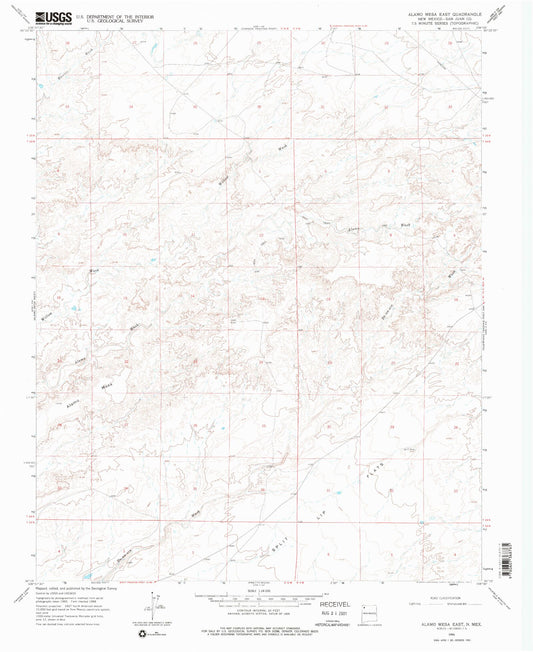 Classic USGS Alamo Mesa East New Mexico 7.5'x7.5' Topo Map Image