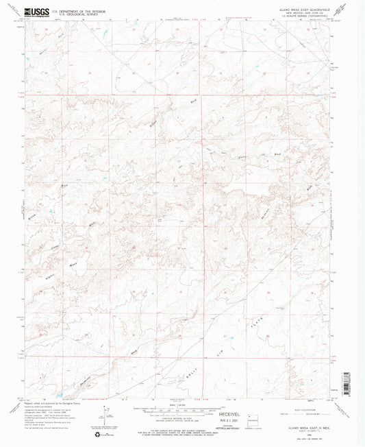Classic USGS Alamo Mesa East New Mexico 7.5'x7.5' Topo Map Image
