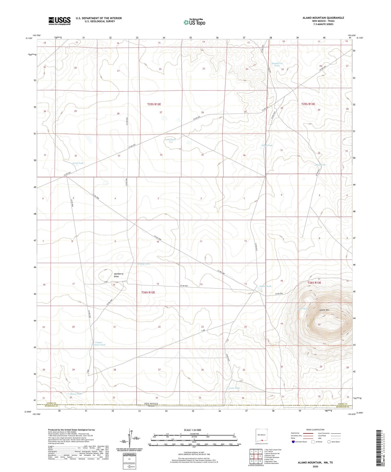 Alamo Mountain New Mexico US Topo Map Image