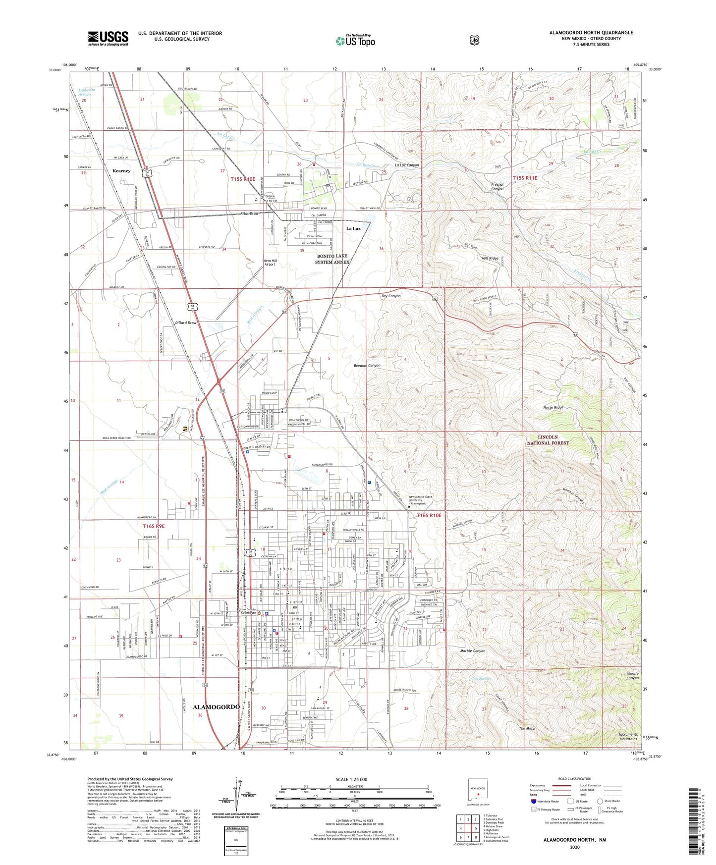 Alamogordo North New Mexico US Topo Map Image