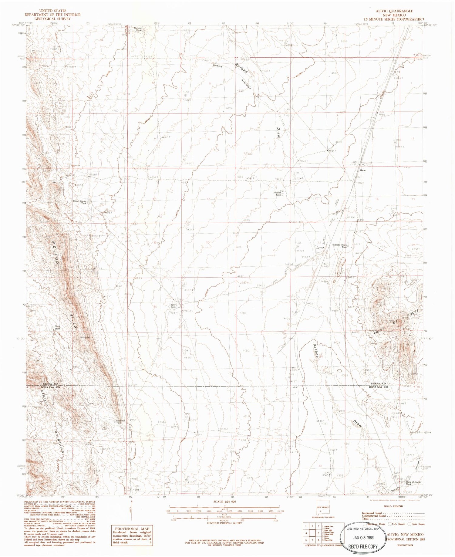 Classic USGS Alivio New Mexico 7.5'x7.5' Topo Map Image