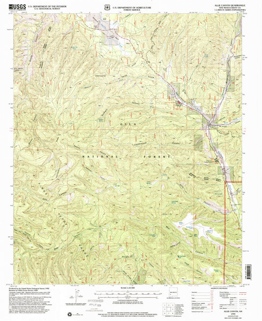 Classic USGS Allie Canyon New Mexico 7.5'x7.5' Topo Map Image