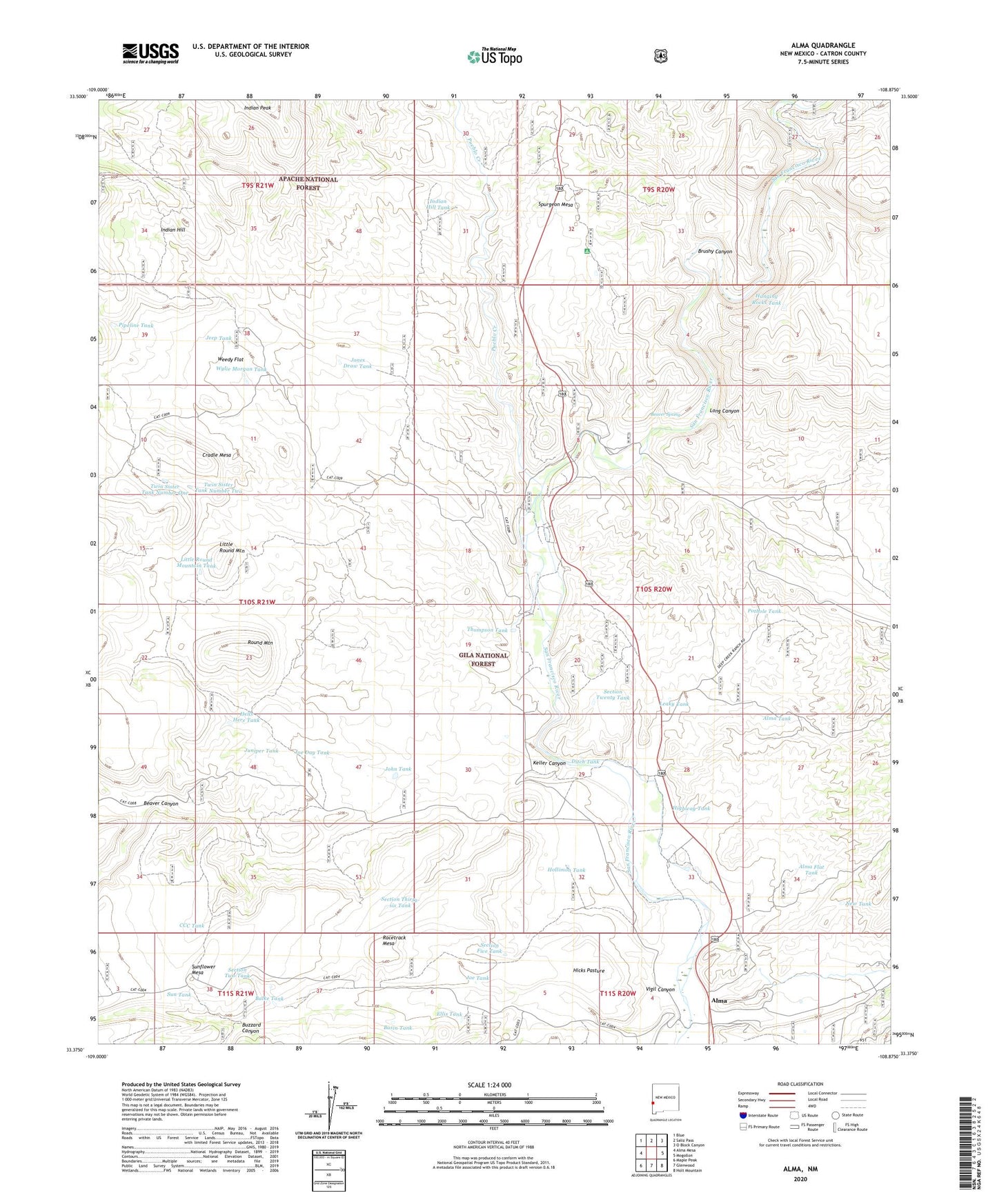 Alma New Mexico US Topo Map Image