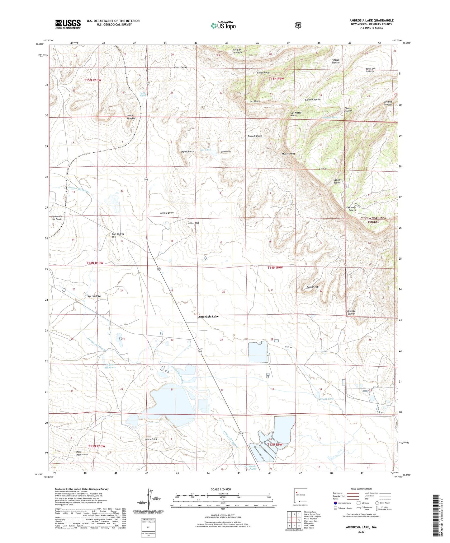 Ambrosia Lake New Mexico US Topo Map Image