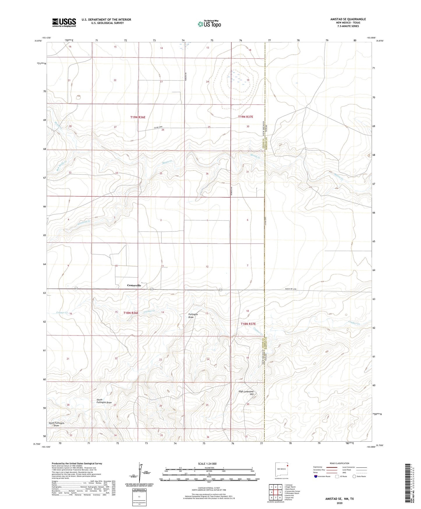 Amistad SE New Mexico US Topo Map Image