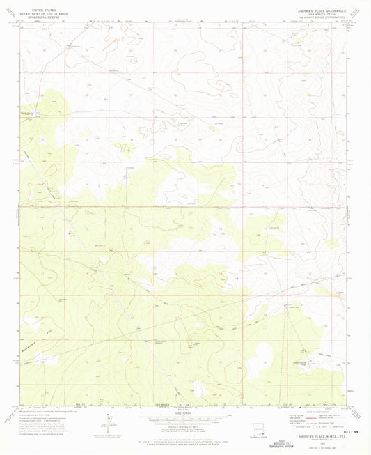 Classic USGS Andrews Place New Mexico 7.5'x7.5' Topo Map Image
