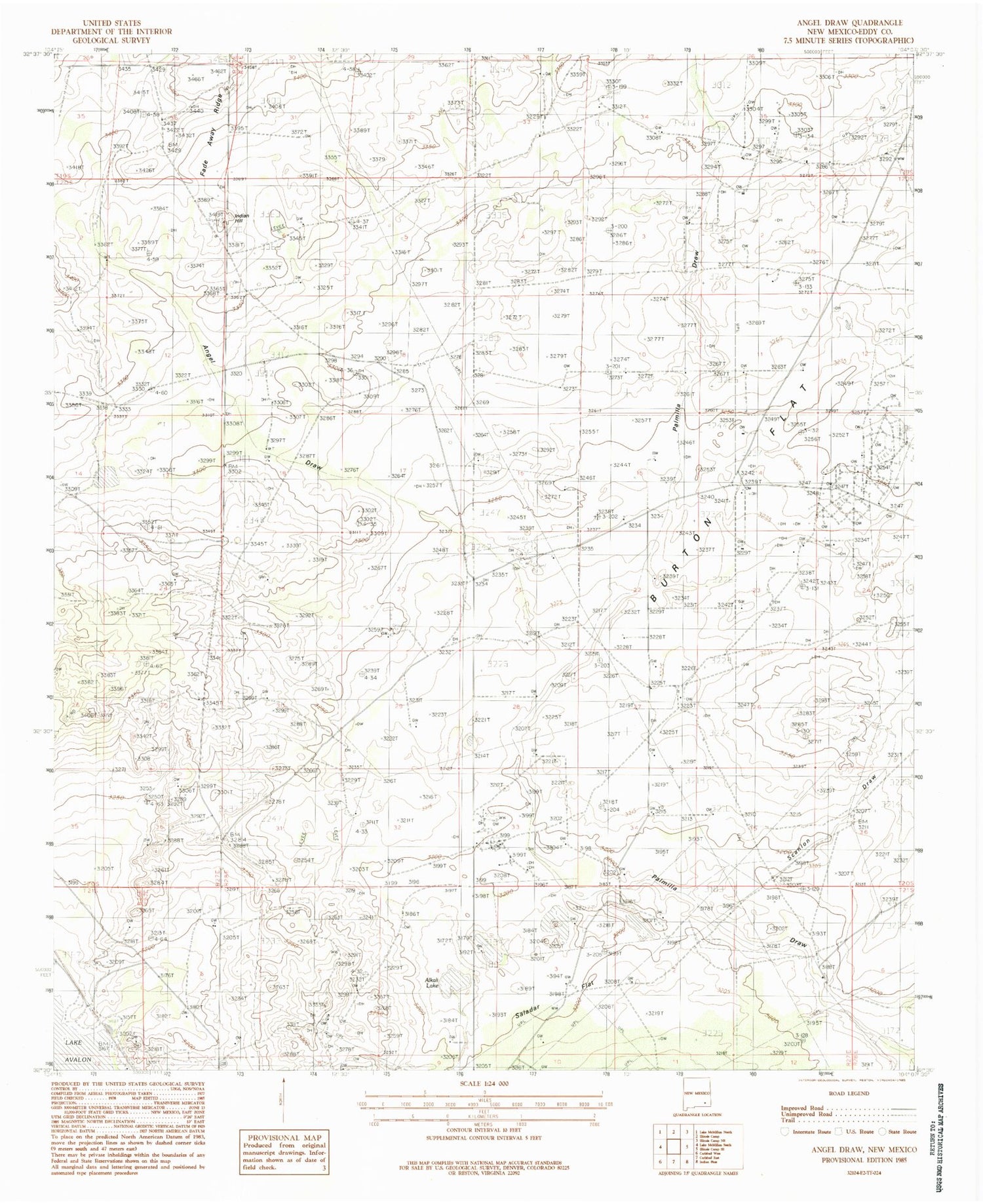 Classic USGS Angel Draw New Mexico 7.5'x7.5' Topo Map Image