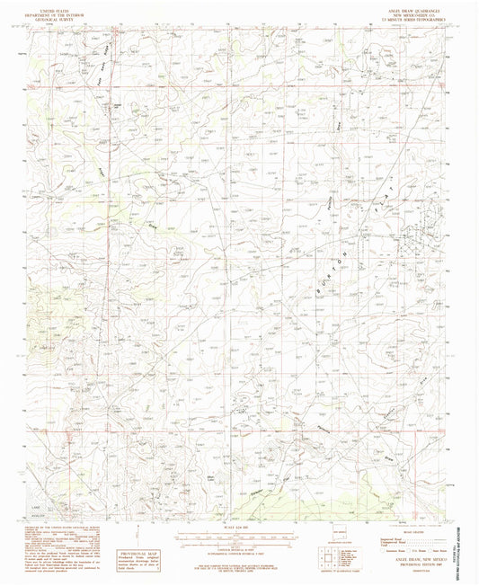 Classic USGS Angel Draw New Mexico 7.5'x7.5' Topo Map Image