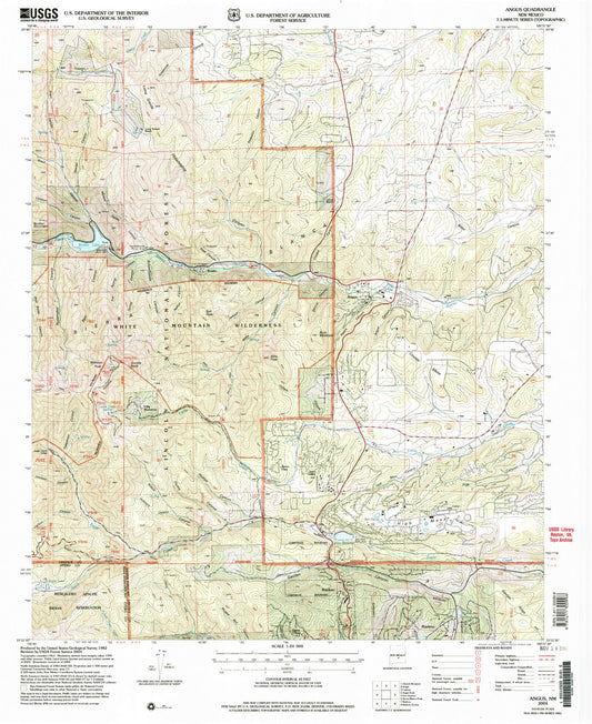 Classic USGS Angus New Mexico 7.5'x7.5' Topo Map Image