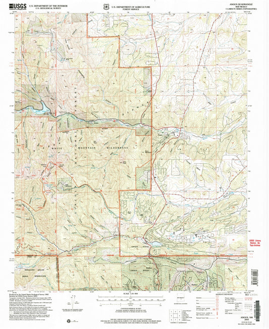 Classic USGS Angus New Mexico 7.5'x7.5' Topo Map Image