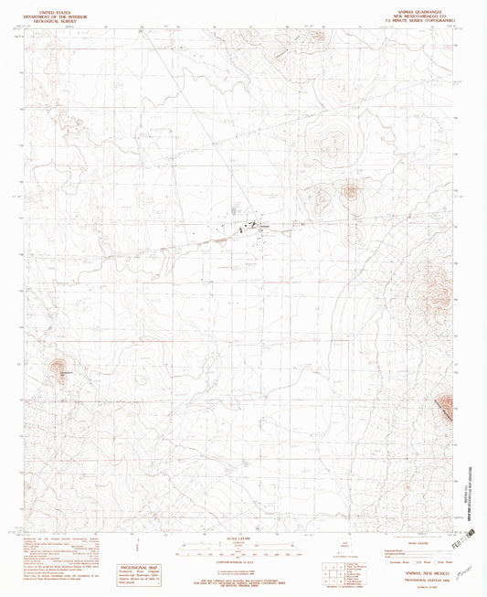Classic USGS Animas New Mexico 7.5'x7.5' Topo Map Image