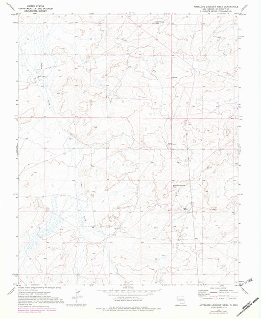 Classic USGS Antelope Lookout Mesa New Mexico 7.5'x7.5' Topo Map Image