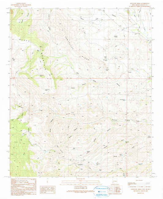 Classic USGS Antelope Ridge New Mexico 7.5'x7.5' Topo Map Image