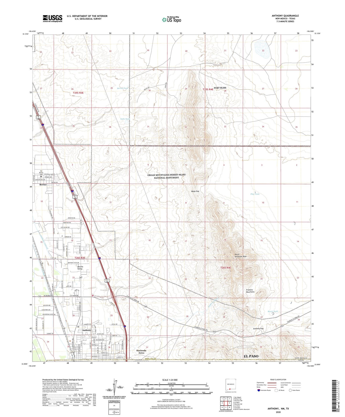 Anthony New Mexico US Topo Map Image