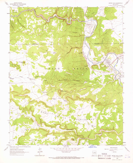 Classic USGS Anton Chico New Mexico 7.5'x7.5' Topo Map Image