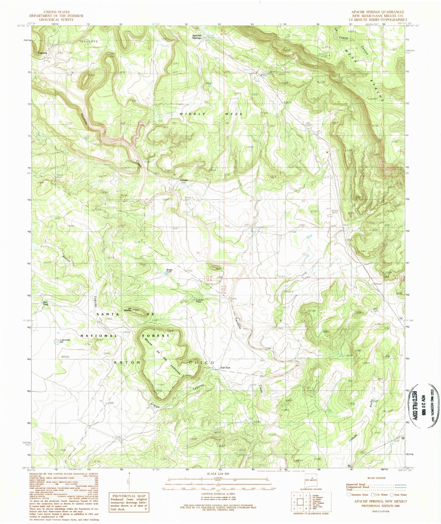 Classic USGS Apache Gap New Mexico 7.5'x7.5' Topo Map Image