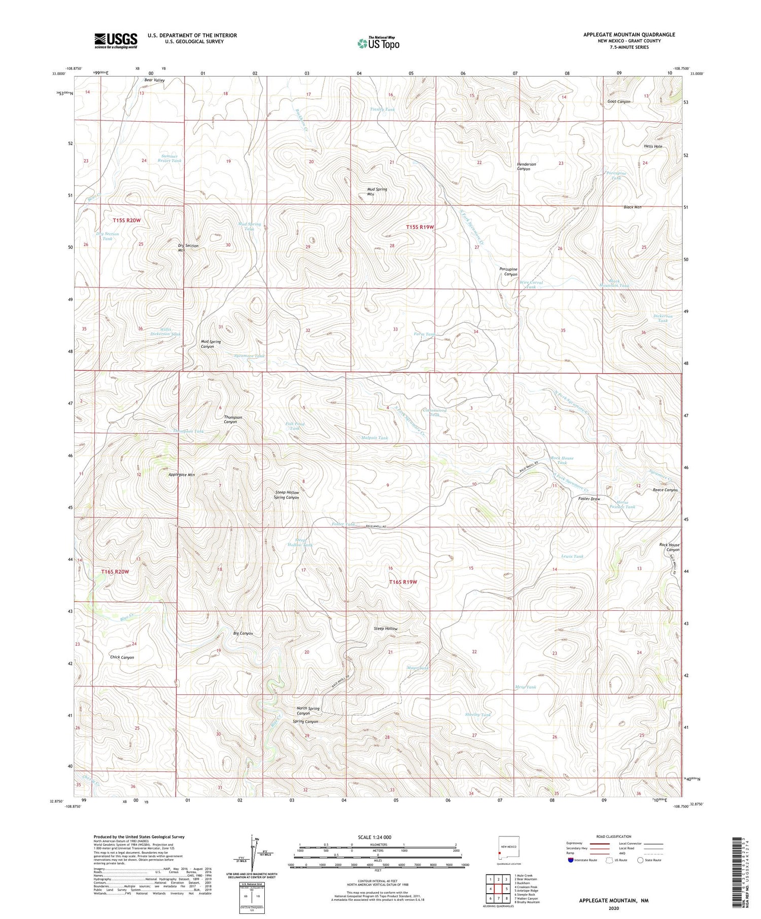 Applegate Mountain New Mexico US Topo Map Image