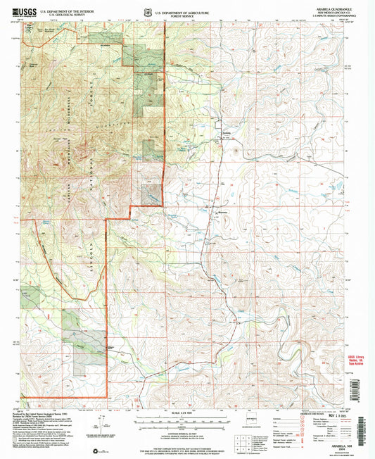 Classic USGS Arabela New Mexico 7.5'x7.5' Topo Map Image