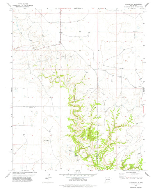 Classic USGS Aragon Hill New Mexico 7.5'x7.5' Topo Map Image