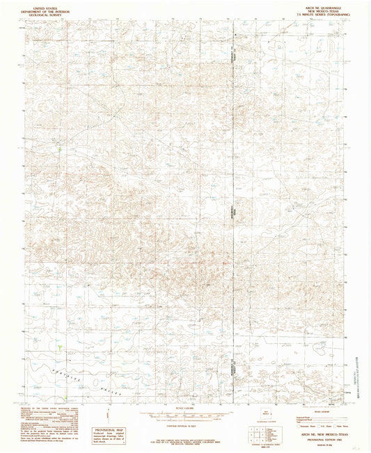 Classic USGS Arch NE New Mexico 7.5'x7.5' Topo Map Image